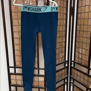 Gymshark Blue Leggings with Light Blue Waistband